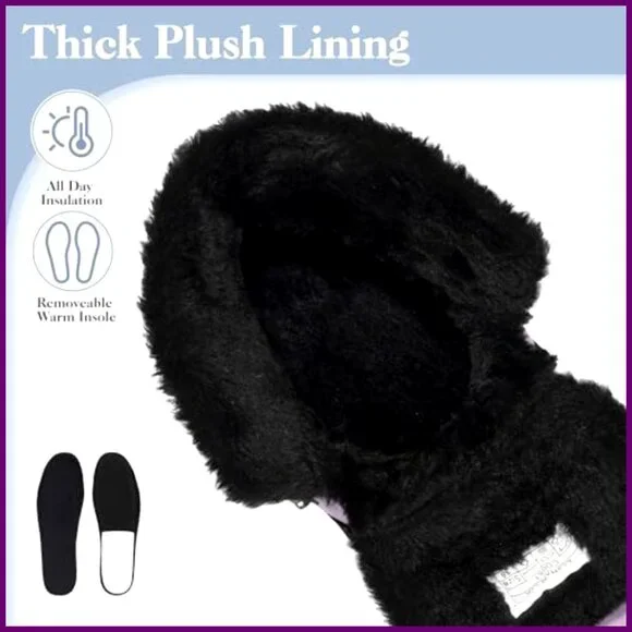 Waterproof Winter Snow Boots Fur Lined Ankle Hiking Non-Slip Outdoor Shoes - Picture 4 of 7